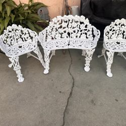 Vintage Set 2 Chairs And Bench