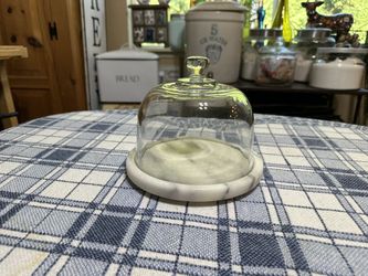 Marble And Glass Cloche Dome Cheese Keeper