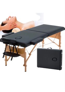 Portable Massage Table Spa Bed Foldable 73 Inch Height Adjustable Massage Bed with Solid Wooden Legs and Carry Case Tattoo Salon Table Bed Hold Up to 