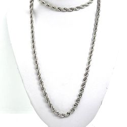 Vintage Silver Tone Rope Necklace
