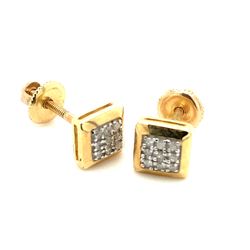 10k Gold Diamond Cluster Earrings Small Square .06ctw 135510 15