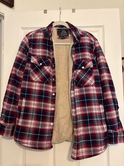 Sherpa-Lined Flannel Shirt Jacket, Size S
