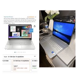 HP 15’6 258GB I5 12th Gen 