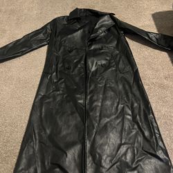 Faux Leather Trench Coat