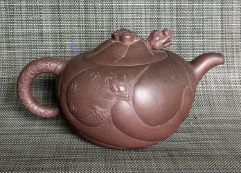 Vintage Yixing Zisha Clay Dragon Koi Fish Tea Pot China