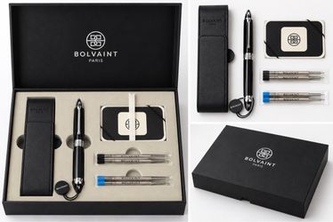 Bolvaint Paris Odyssey Sévigné Luxury Pen Set – Onyx Black & Prussian Blue – Complete Gift Box