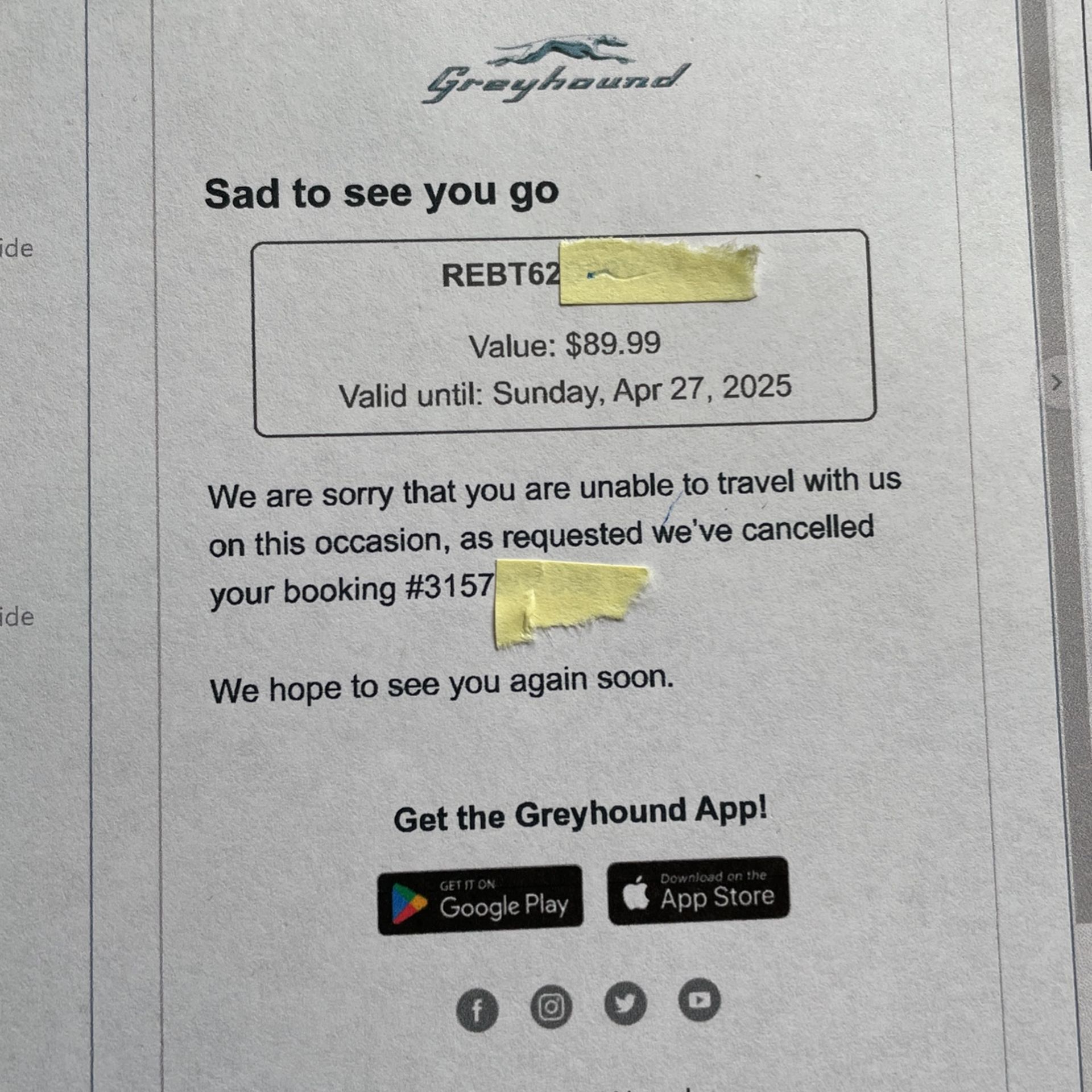 Greyhound Bus Trip Voucher