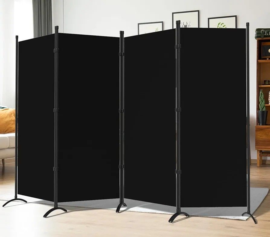 Room Dividers Folding Privacy Screens 4 Panel Partition Screen Steel Frame& Frabic , NEW 