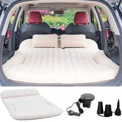 Air Mattress Thickened and Double-Sided Flocking Travel Camping Bed with 2 Pillows & Electric Pump Dedicated Mobile Cushion Inflatable Bed for SUV Tru