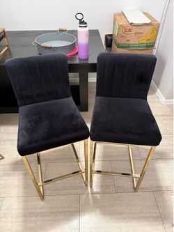 ✨ Black Velvet Counter Stools – Set of 2 ✨