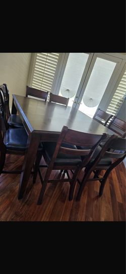 Brown Counter Height 8 Seat Dining Table