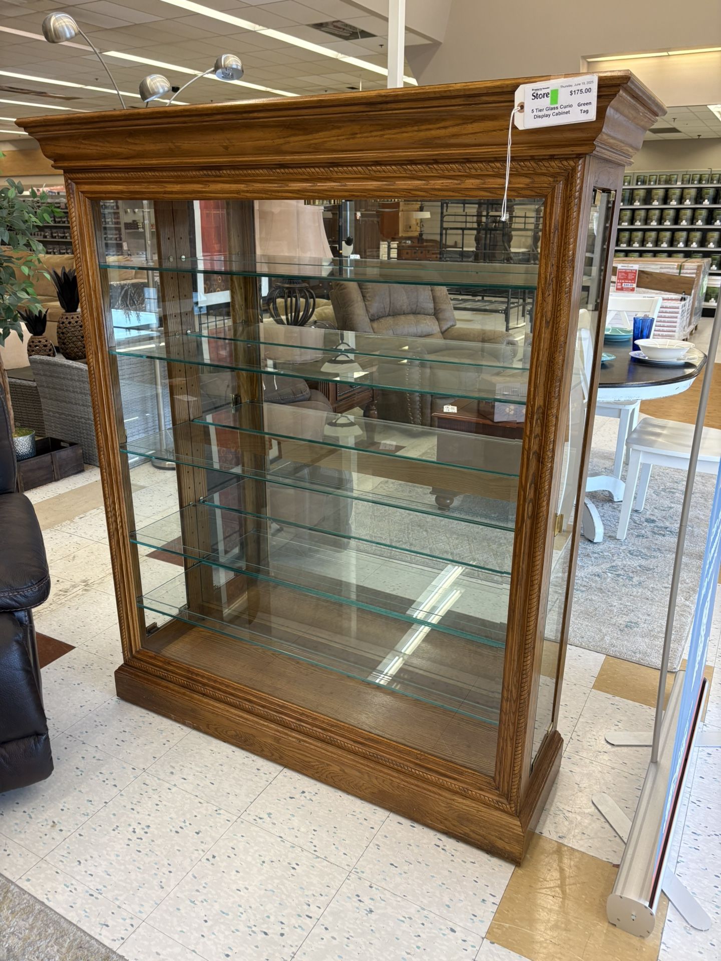 5 Tier Glass Curio Display Cabinet