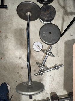 Standard Weight Plates Set plus 3 bars 177.5lbs of weight plus bar weight