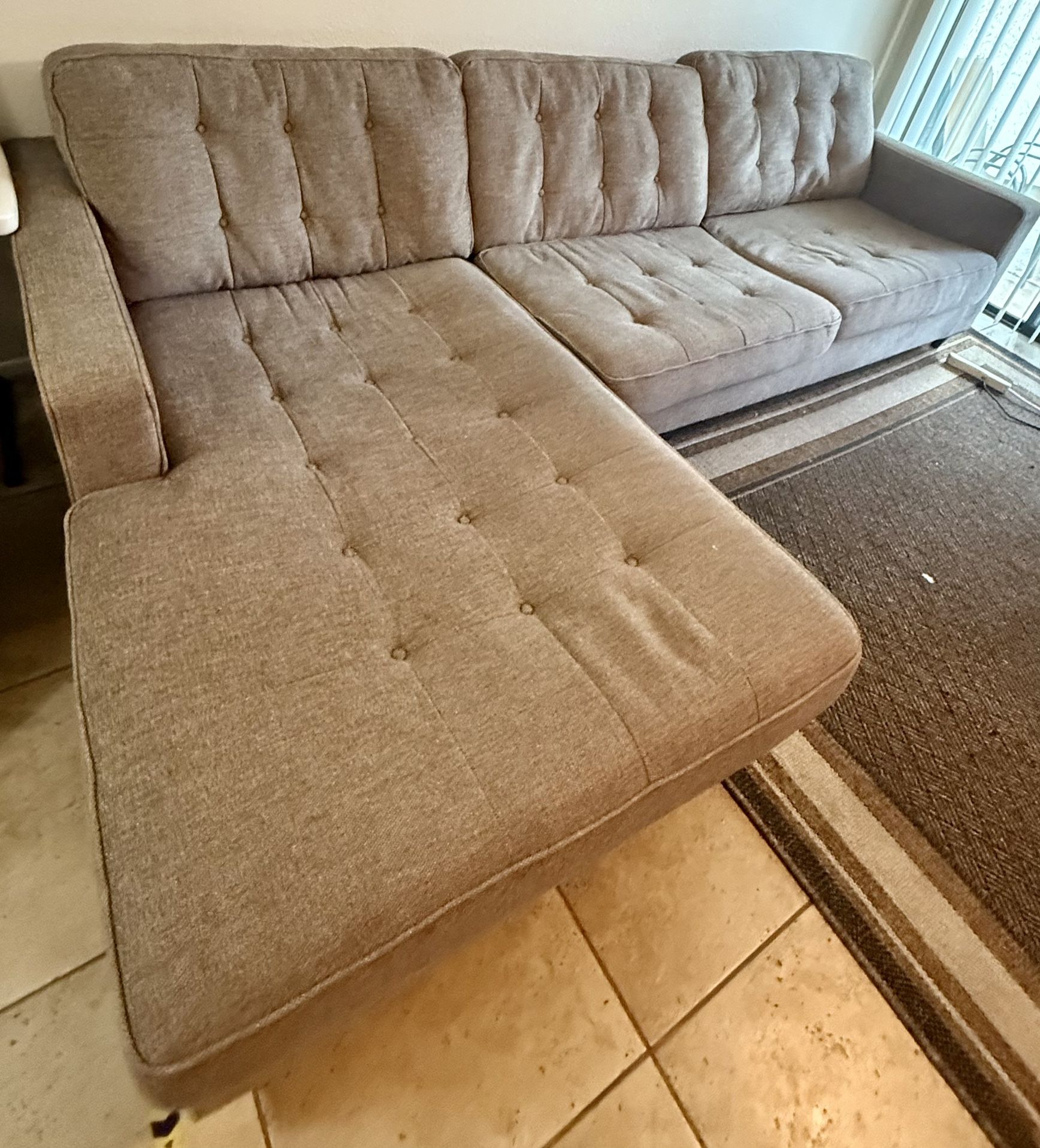 Brown Sectional Sofa with Chaise Lounge
