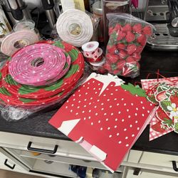 Strawberry Themed Decor And Extras, Berry First Birthday Decor 