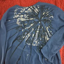 y2k longe sleeve blue top