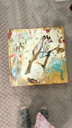 Contemporary or farmhouse canvas art colorful bird