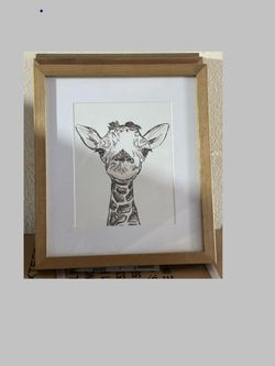 12"x10" Framed Giraffe Picture 