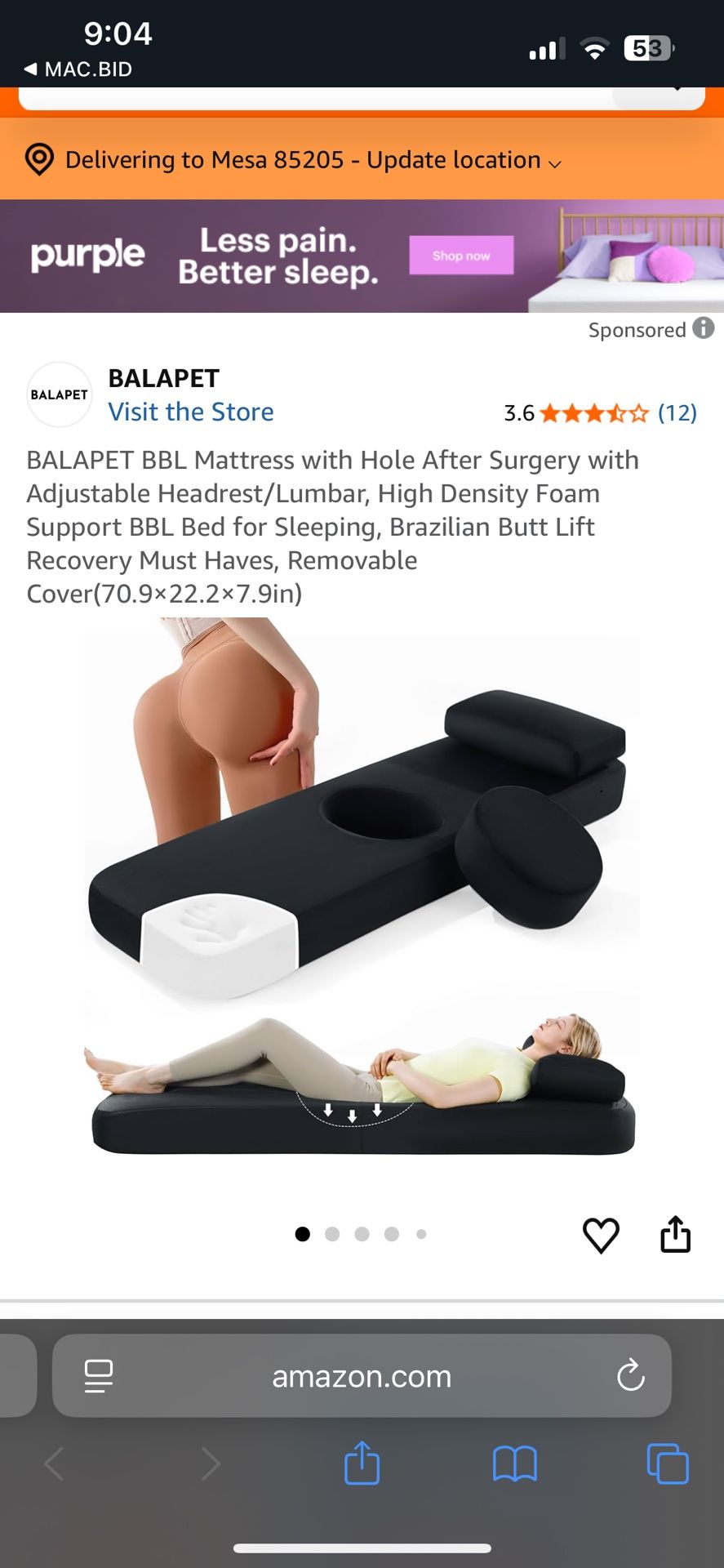 Balapet BBL Mattress With Hole.