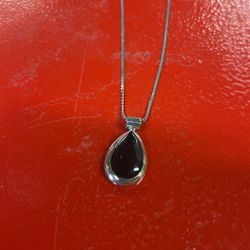 Silver pendant, and necklace with black onyx stone beautiful piece