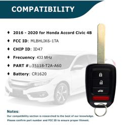 2016 Honda Civic Accord Key Fob