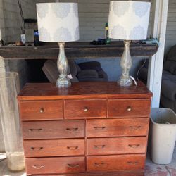 Nice Oak Dresser And Lamps. $150 