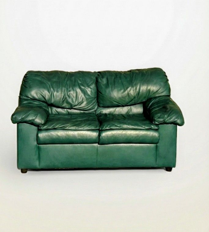Hunter Green Full Grain Leather Love Seat
