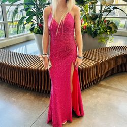 Pink Sequin Prom Cocktail Dress 