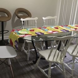 Glass top & Iron Table Base