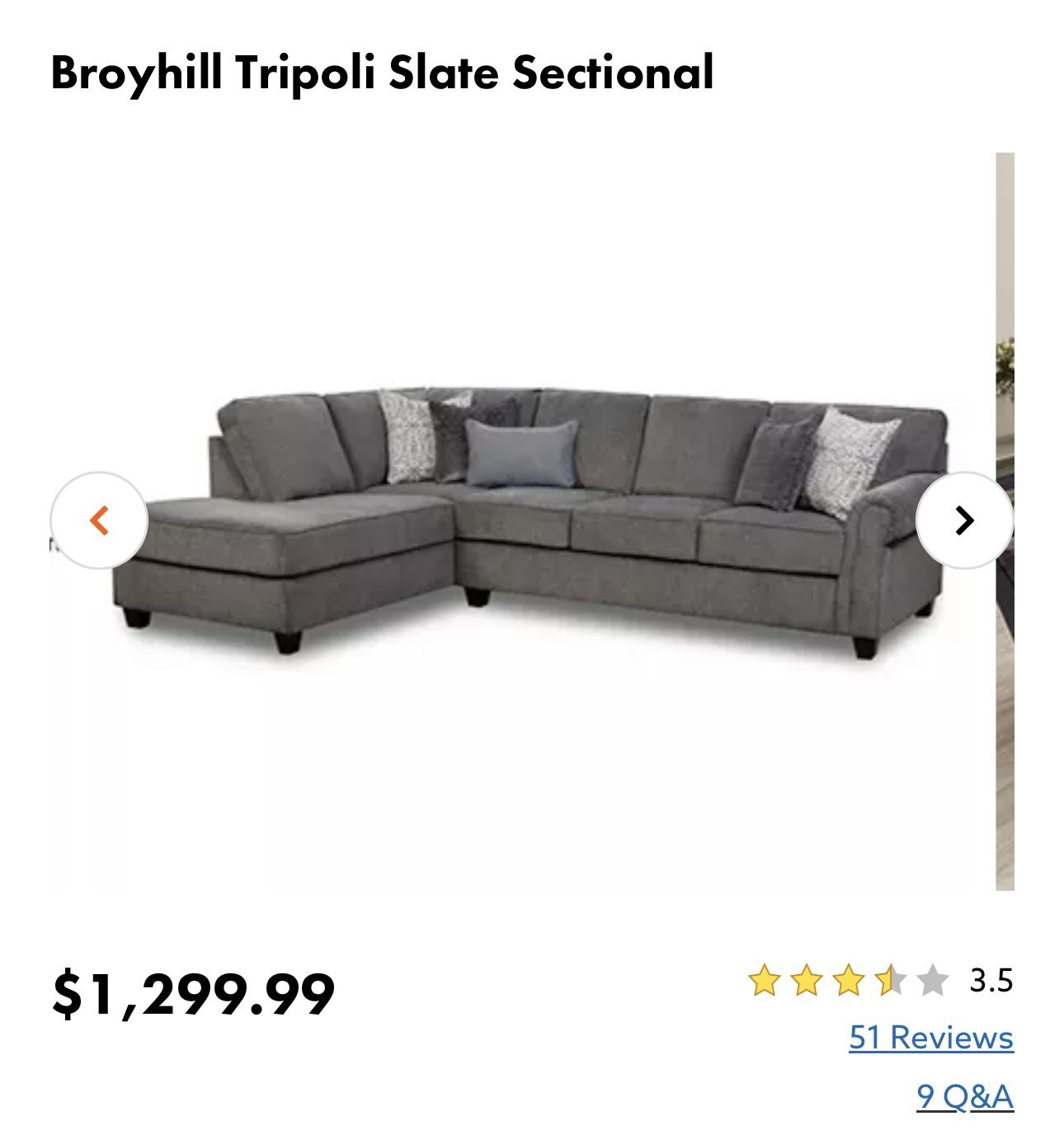 Broyhill Tripoli Slate Sectional (with Chaise)