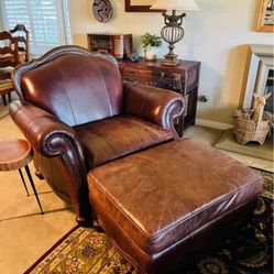 Beautiful Top Grain Chair And Ottoman 