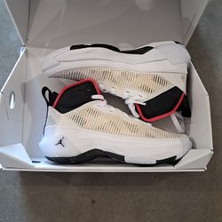 Jordan XXXVII "White/Black/Siren Red" Grade School Kids' Basketball Shoe