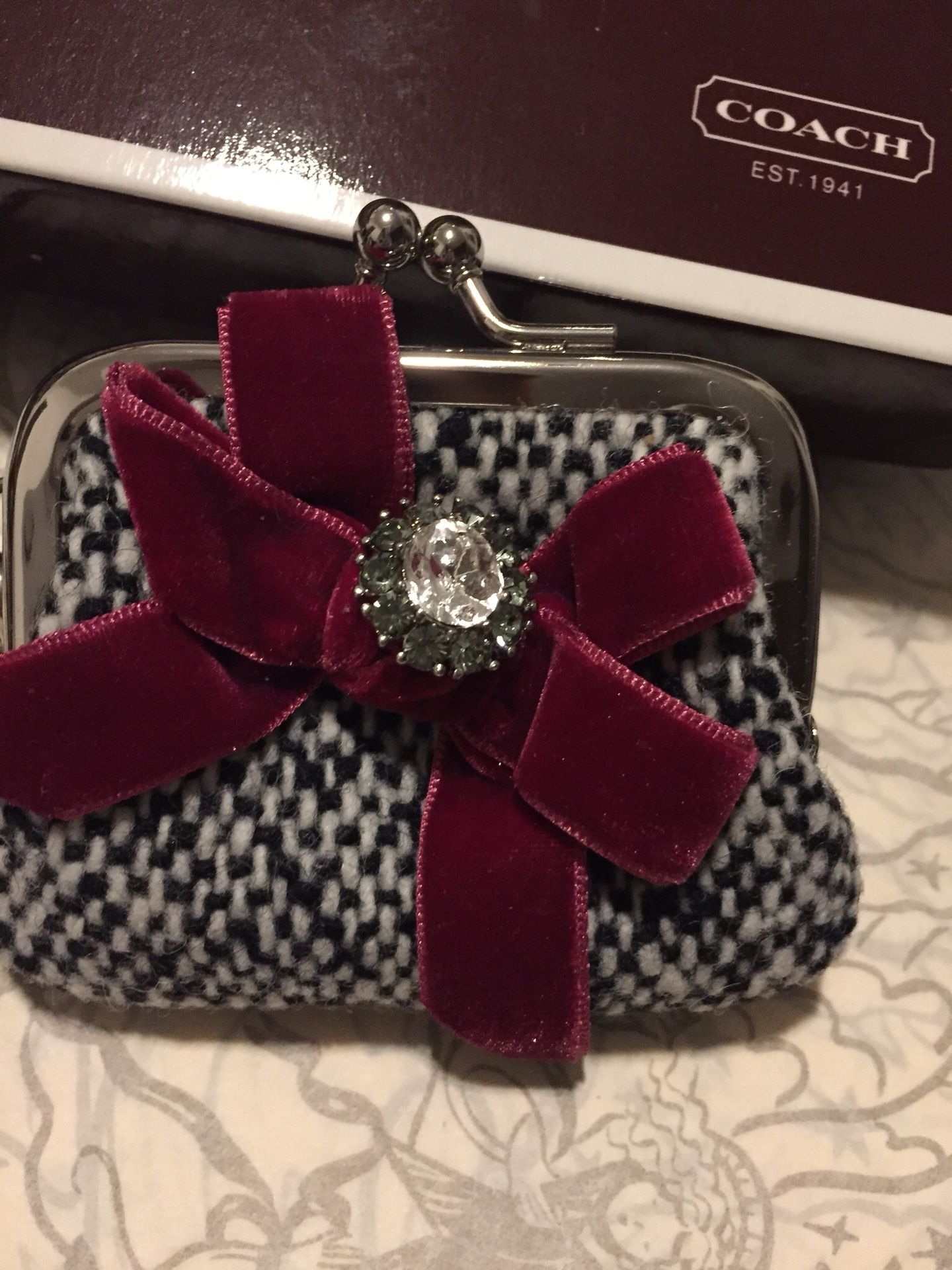 💕 NEW Authentic COACH Wallet COIN Case, Designer Coach Kiss Lock Coin case, LIMITED EDITION Coach JEWEL Coin Wallet w/ KEYCHAIN, Coach Key Fob