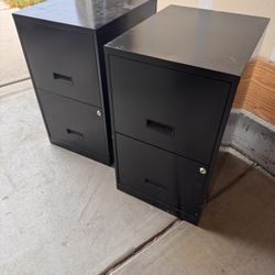 2 Metal Filing Cabinets (Black)