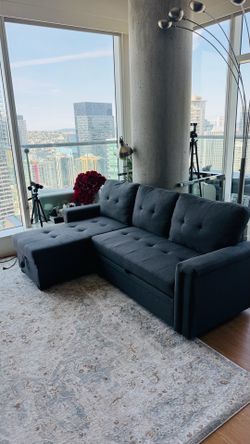 Sectional Sleeper Sofa with Storage Chaise and USB