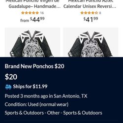 Brand New All Black Poncho With Virgin Mary On It Wool Very Warm