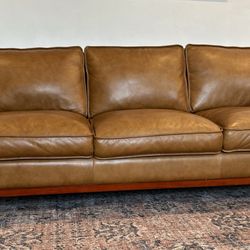 Mid Century Camel Brown Sofa And Loveseat