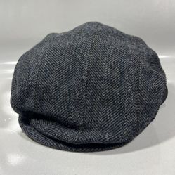 Pendleton Herringbone Gray Newsboy Flat Cap With Ear And Neck Warmer Size L 