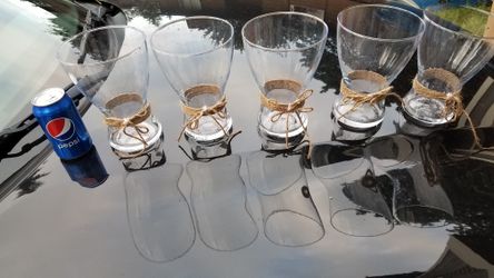 Flower vases with twine