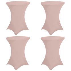 4 Pack 32x43 Inch Cocktail Table Cover Spandex Stretch Square Corners Tablecloth, Cameo Brown Cocktail Table Cloth Fitted High Top Table For Bar, Wedd
