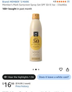 Member's Mark SPF 50 Sunscreen Spray 1 unit