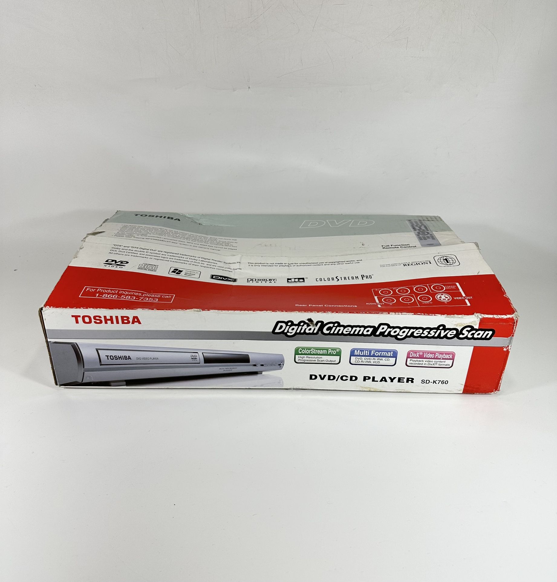 Toshiba SD-K760 DVD Player with Remote ~ DivX Video Playback ~ New / Damaged Box