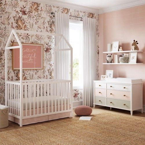 *Brand New* Little Seeds Rowan Valley Skyler 3-in-1 Convertible Crib with Canopy, Heirloom White