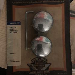 NEW Harley Davidson Front Axle Nut Cover Set 