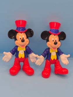 Vintage Disney Mickey Mouse Ringmaster Circus Figure Toy Lot of 2 Epcot 90s