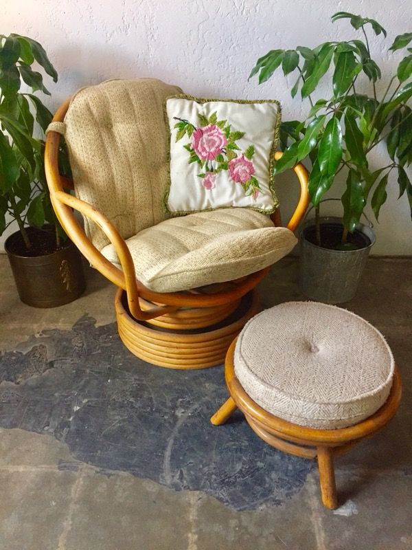 Vintage Rattan Swivel Chair And Stool Mod Century Bohemian For Vintage Rattan Swivel Chair And Stool Mod Century Bohemian For In Escondido Ca Offerup