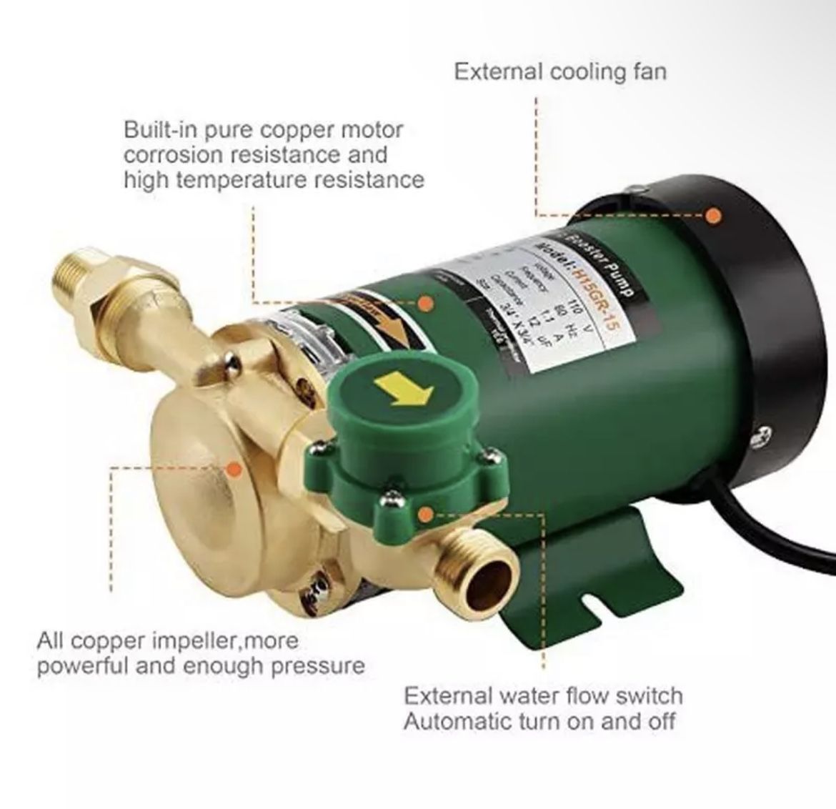 KOLERFLO 120W Water Pressure Booster Pump 115VAC 396 GPH 21.7 PSI (H15GR-15)