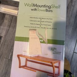 Bamboo Wall-Mount Shelf w/ Towel Bars – Bathroom Organizer