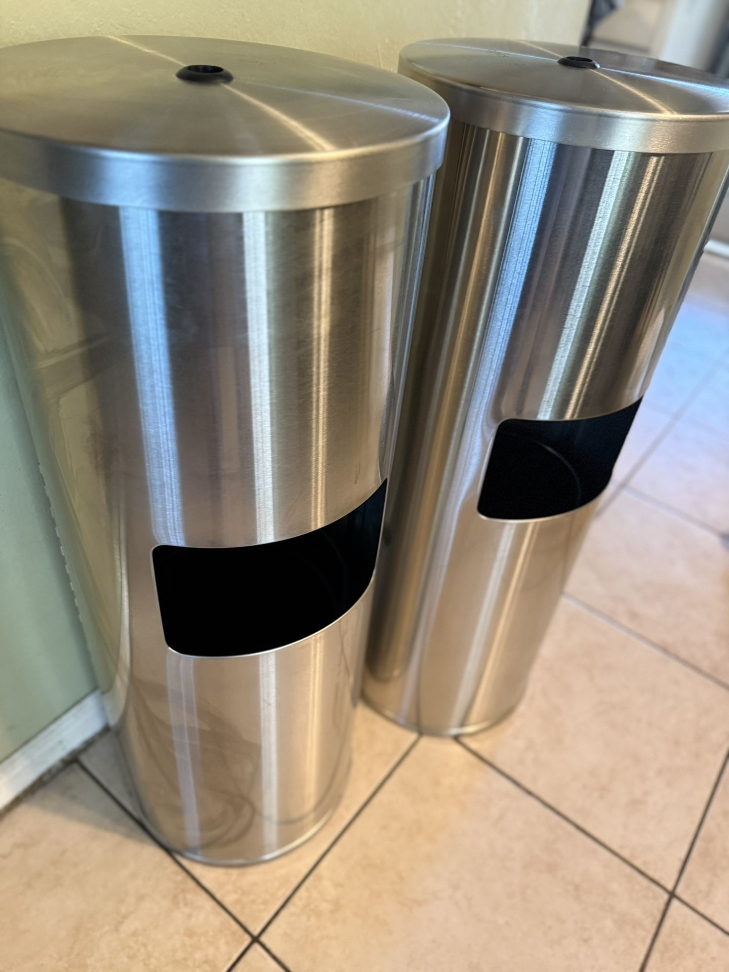 Stainless Steel Floor Stand Wipe Dispenser with Built-in Trash Can: 2 available $100 each