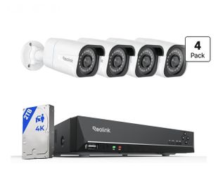 Reolink 4K Security Camera System - 4pcs PoE Security Cameras Wired with Person Vehicle Detection